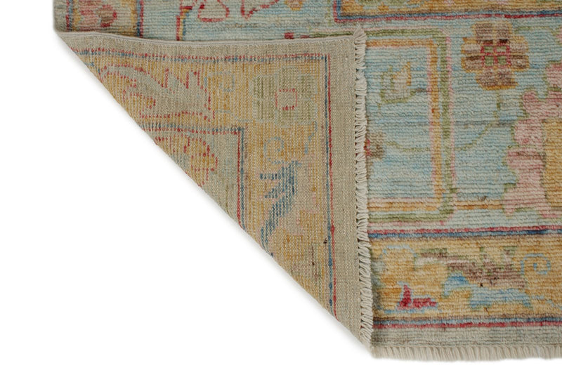 10x14 Light Gray and Blue Turkish Oushak Rug