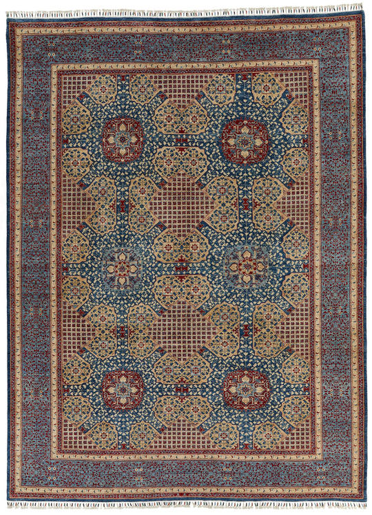 10x14 Navy and Blue Turkish Tribal Rug