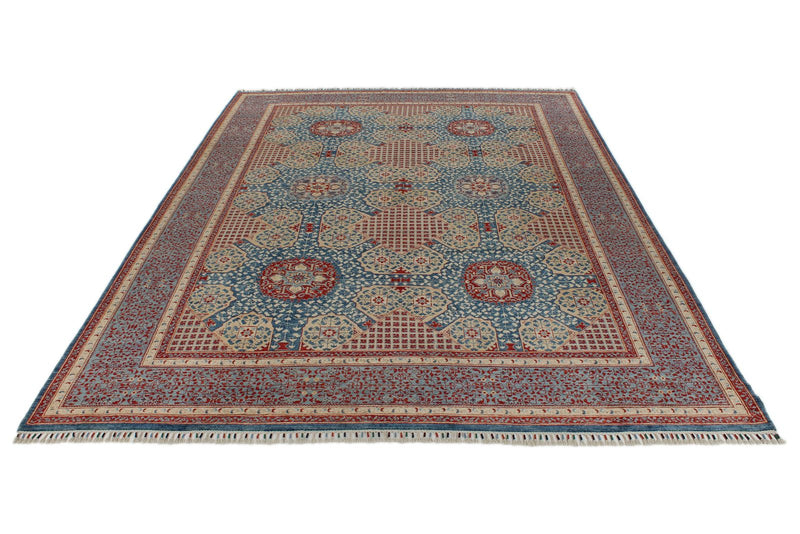 10x14 Navy and Blue Turkish Tribal Rug