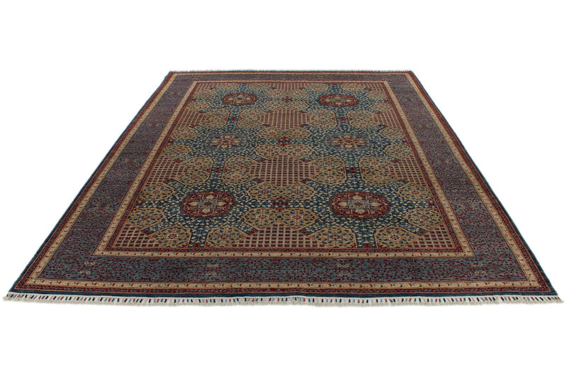 10x14 Navy and Blue Turkish Tribal Rug