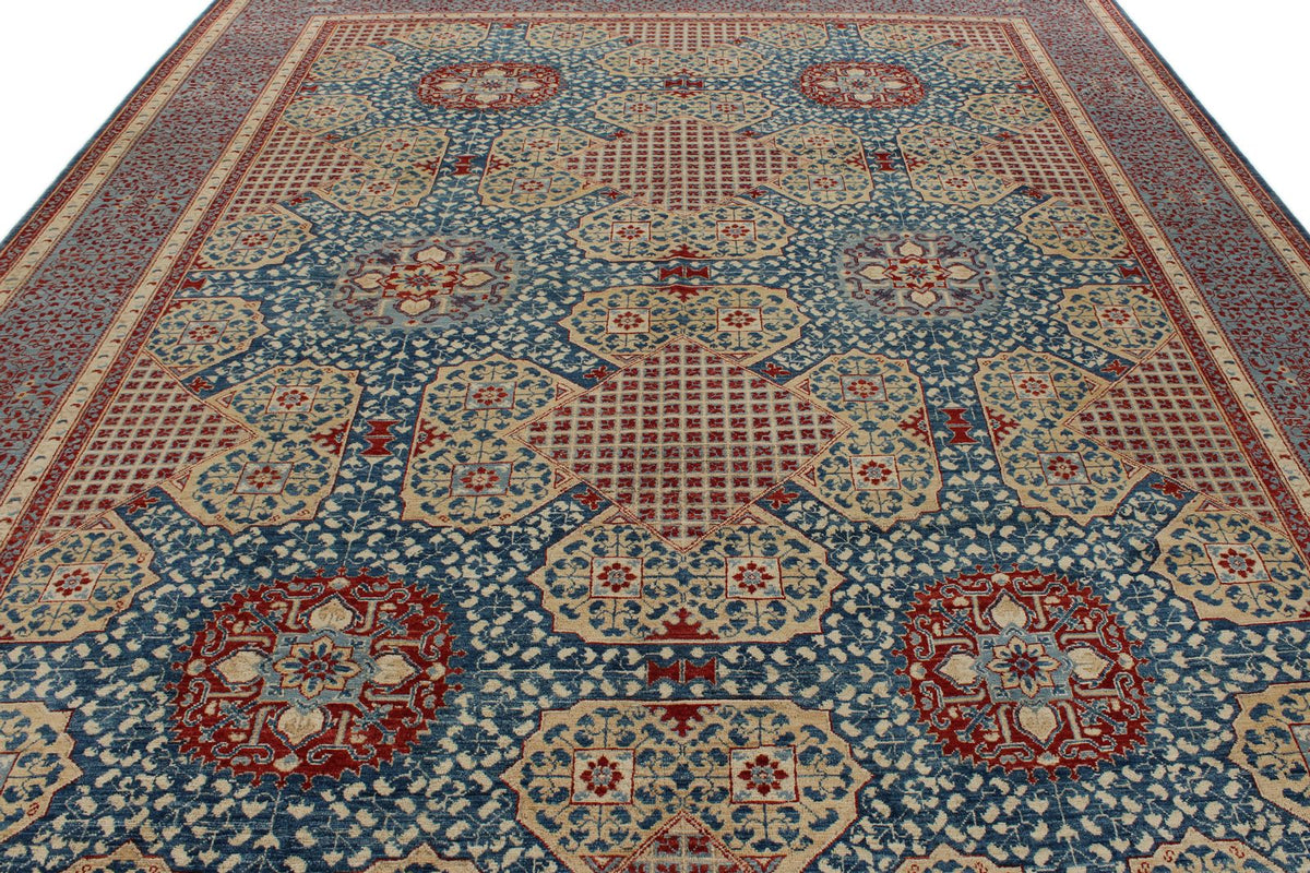 10x14 Navy and Blue Turkish Tribal Rug