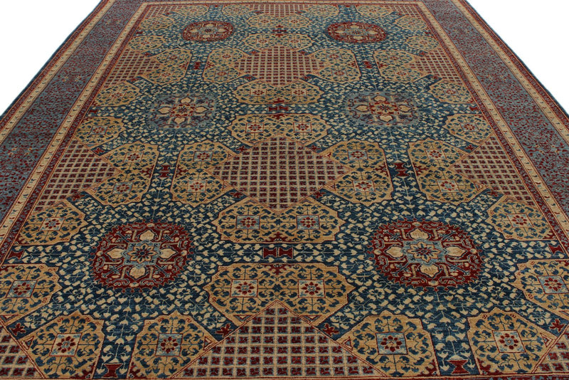 10x14 Navy and Blue Turkish Tribal Rug