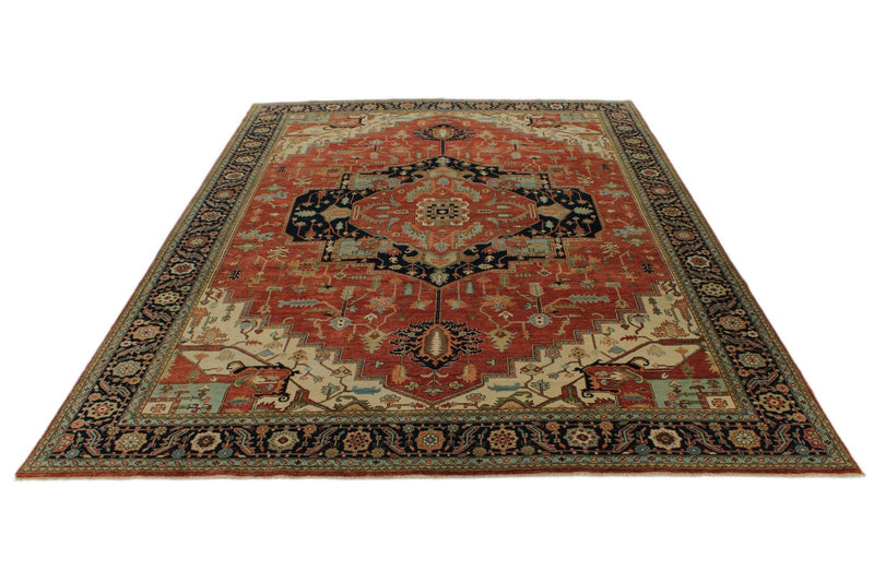 9x12 Rust and Black Persian Rug