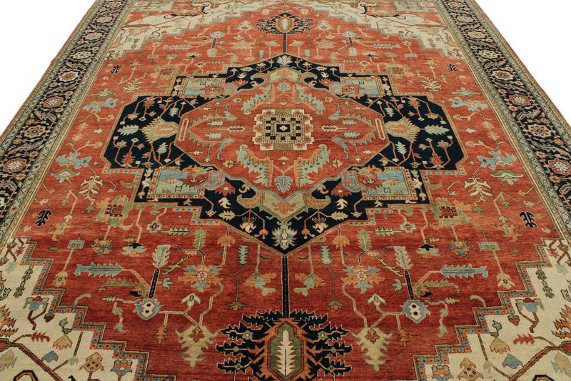 9x12 Rust and Black Persian Rug