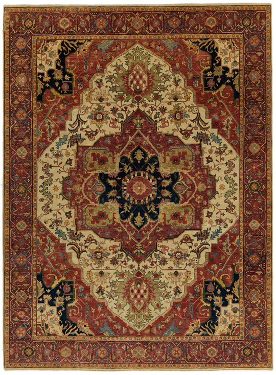 9x12 Beige and Rust Persian Rug