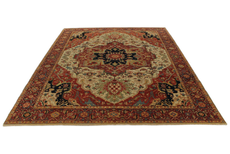 9x12 Beige and Rust Persian Rug
