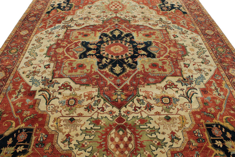 9x12 Beige and Rust Persian Rug
