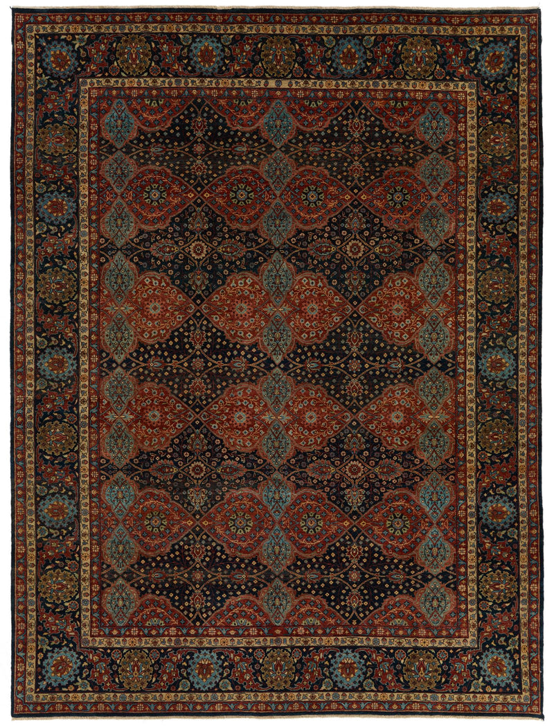 9x12 Black and Multicolor Persian Rug
