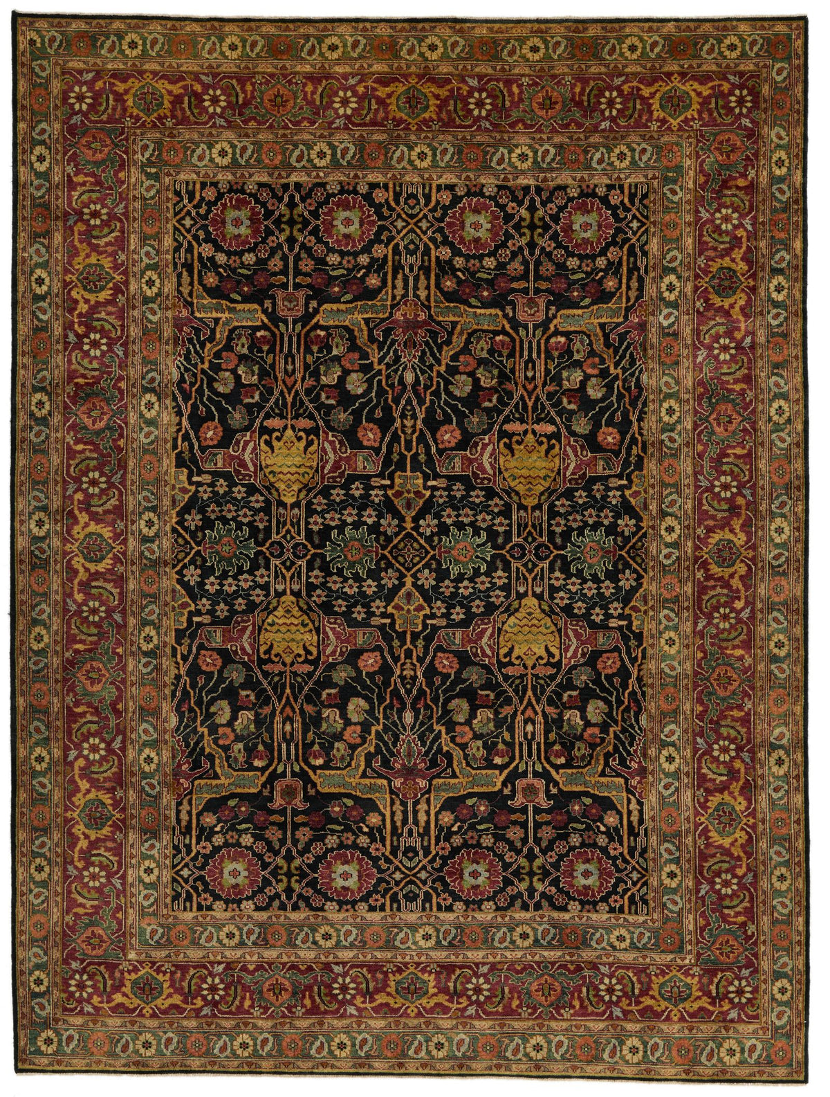 9x12 Black and Burgundy Persian Rug