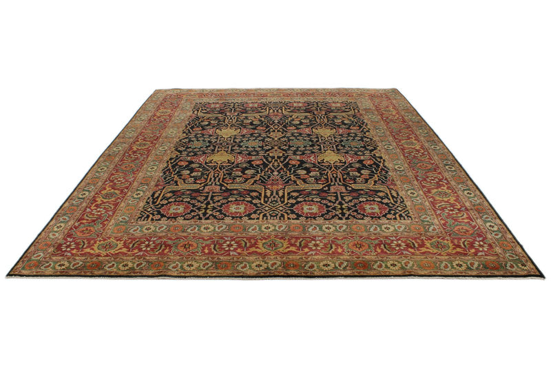 9x12 Black and Burgundy Persian Rug