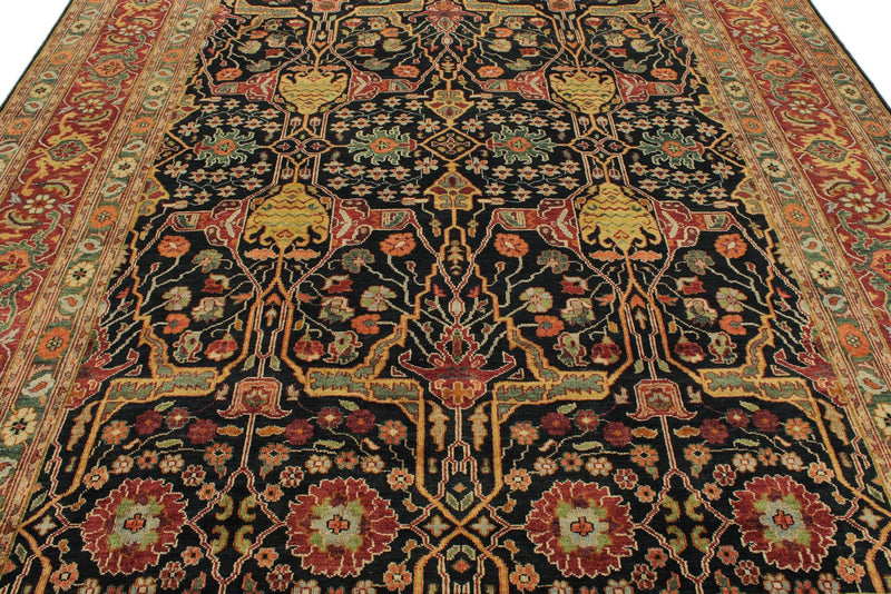 9x12 Black and Burgundy Persian Rug
