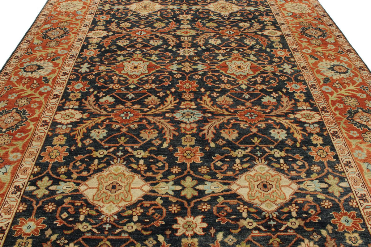 9x12 Black and Rust Turkish Oushak Rug