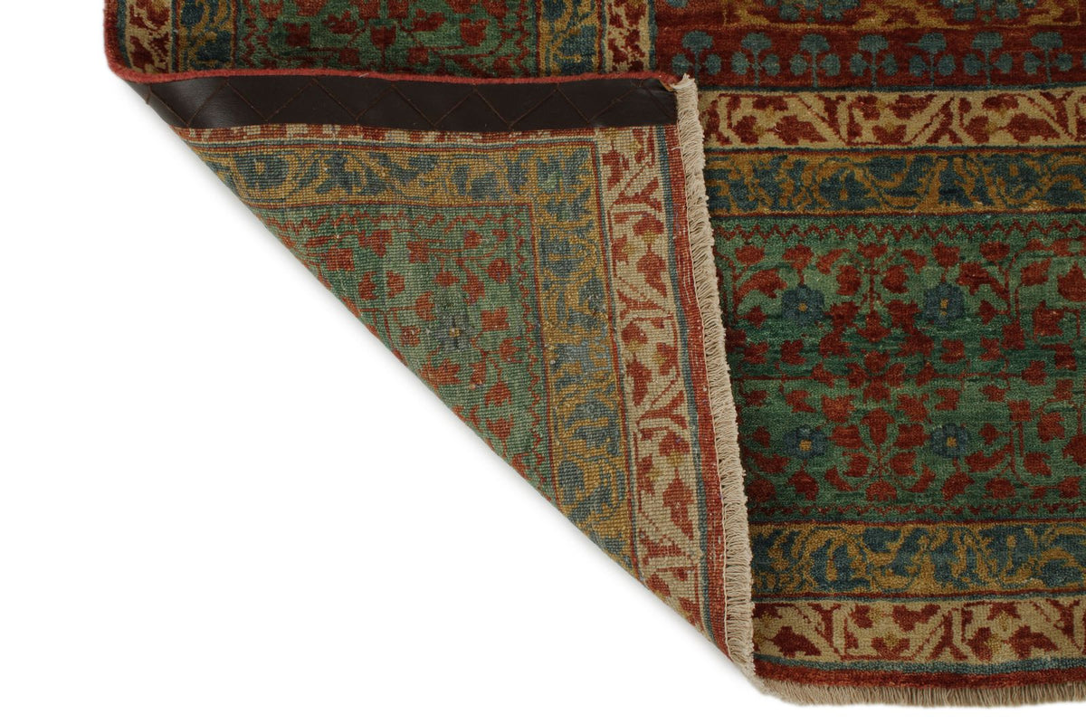 9x12 Rust and Green Turkish Tribal Rug