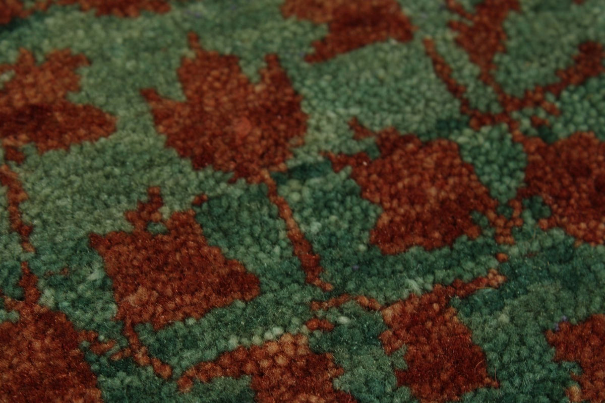 9x12 Rust and Green Turkish Tribal Rug