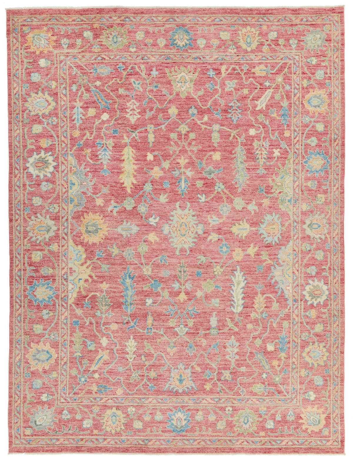 9x12 Pınk and Multicolor Turkish Oushak Rug