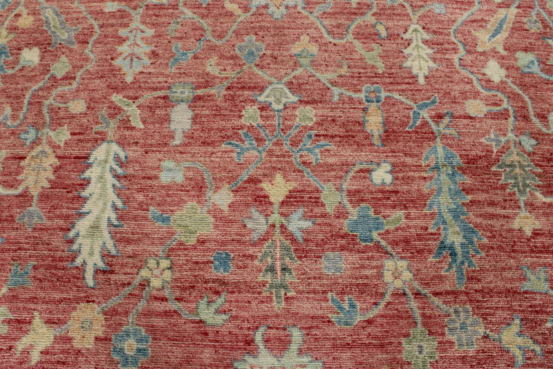 9x12 Pınk and Multicolor Turkish Oushak Rug