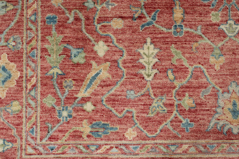 9x12 Pınk and Multicolor Turkish Oushak Rug