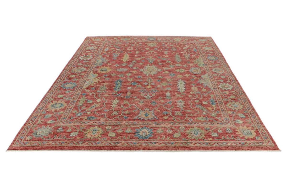 9x12 Pınk and Multicolor Turkish Oushak Rug