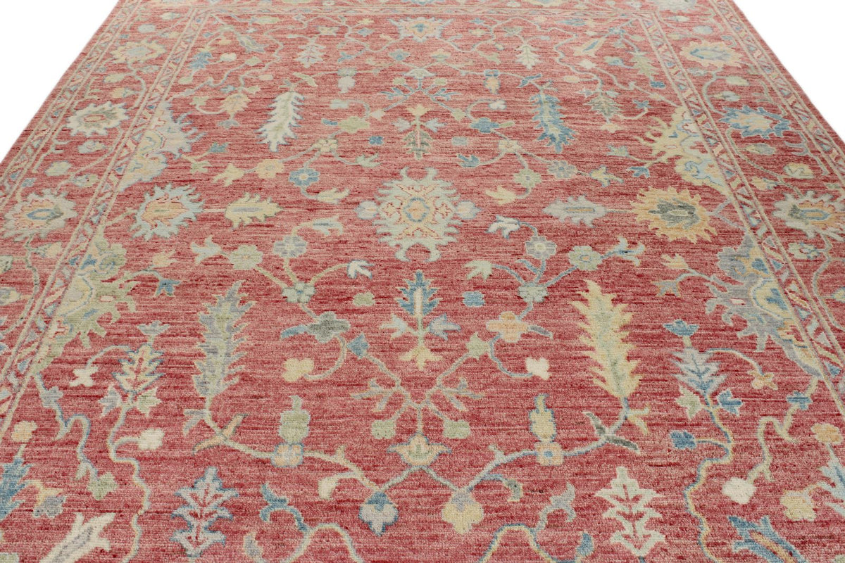 9x12 Pınk and Multicolor Turkish Oushak Rug
