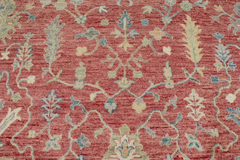 9x12 Pınk and Multicolor Turkish Oushak Rug