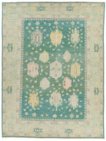 9x12 Green and Green Turkish Oushak Rug