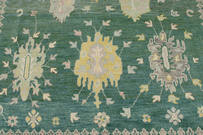 9x12 Green and Green Turkish Oushak Rug