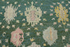 9x12 Green and Green Turkish Oushak Rug