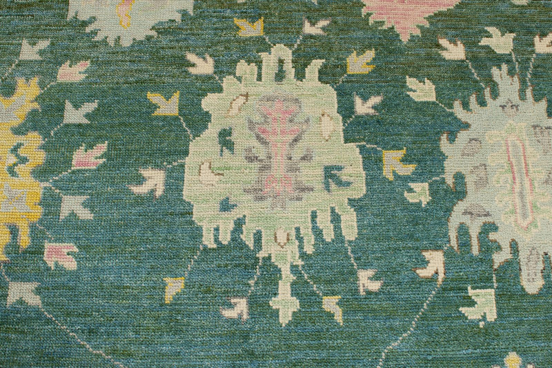 9x12 Green and Green Turkish Oushak Rug