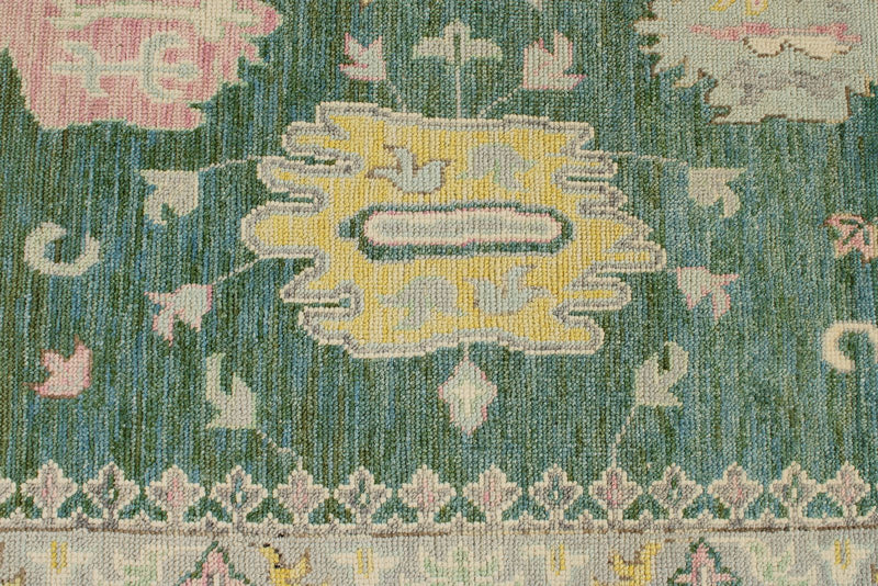 9x12 Green and Green Turkish Oushak Rug