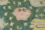 9x12 Green and Green Turkish Oushak Rug