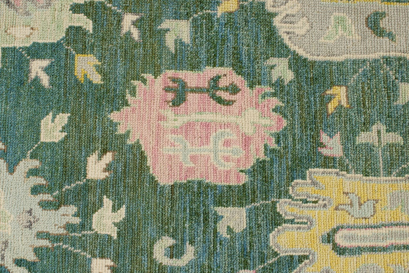 9x12 Green and Green Turkish Oushak Rug