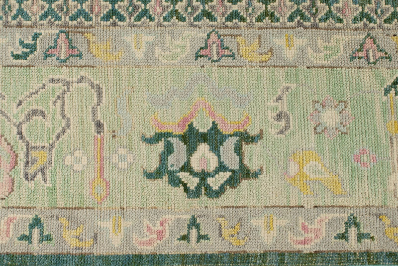 9x12 Green and Green Turkish Oushak Rug