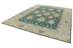 9x12 Green and Green Turkish Oushak Rug