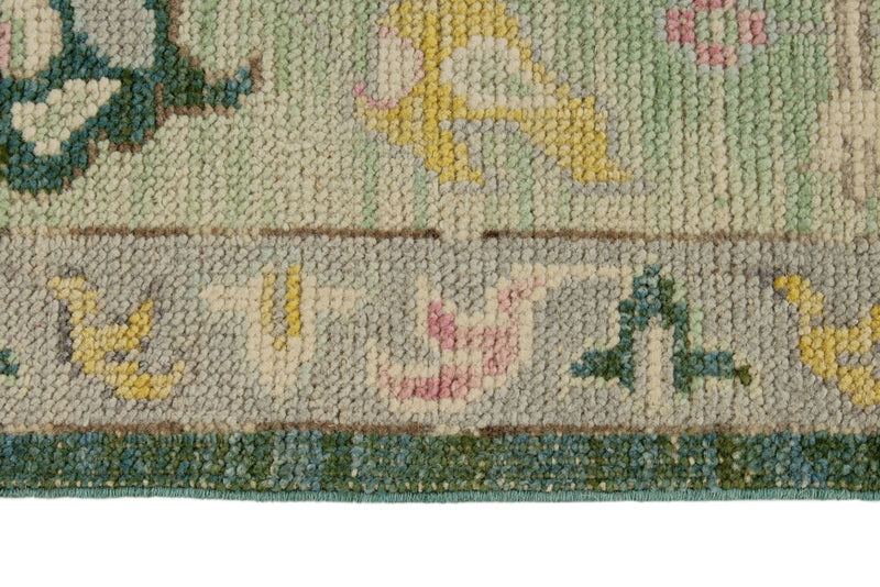 9x12 Green and Green Turkish Oushak Rug
