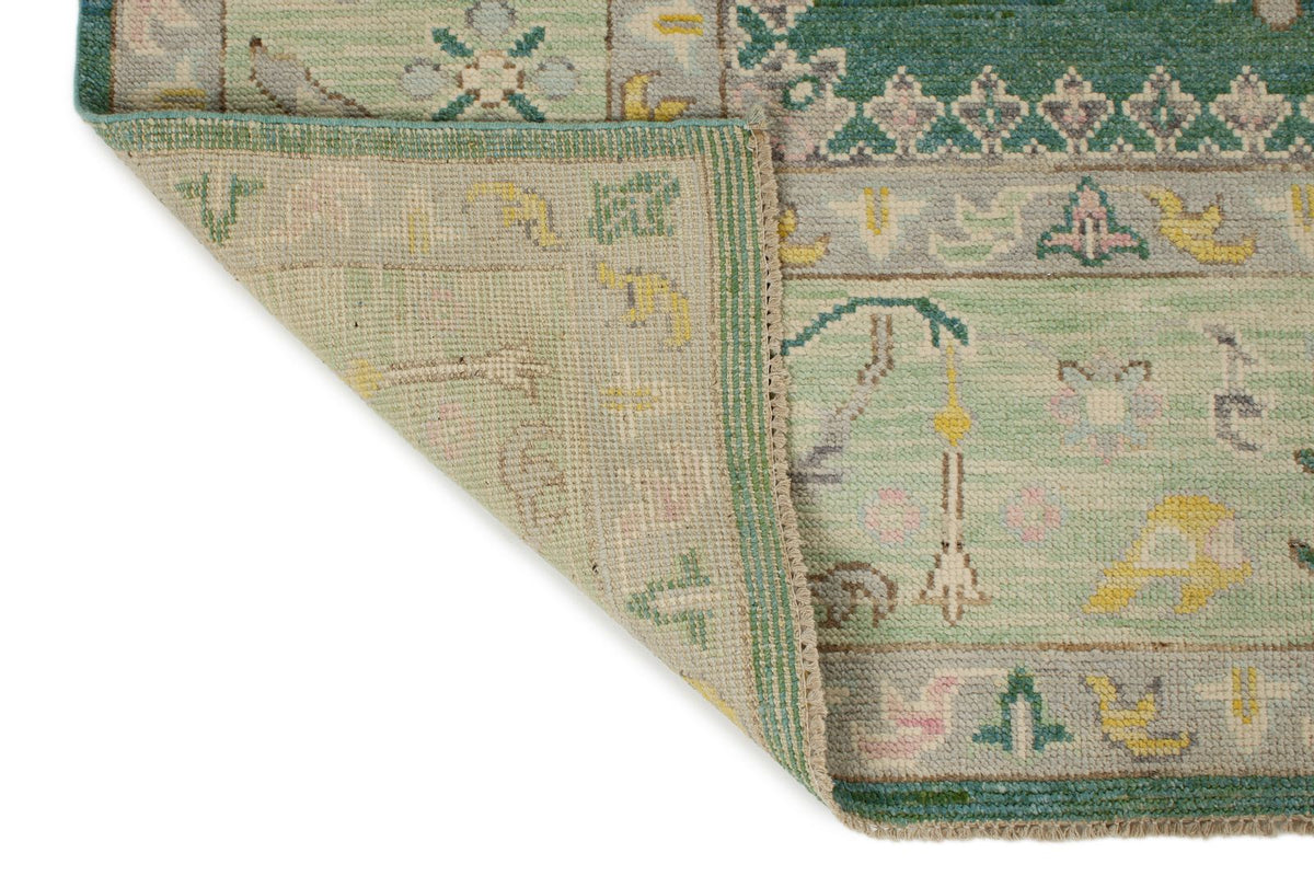 9x12 Green and Green Turkish Oushak Rug