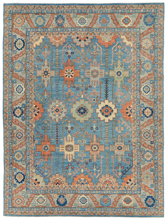 9x12 Blue and Gray Turkish Oushak Rug