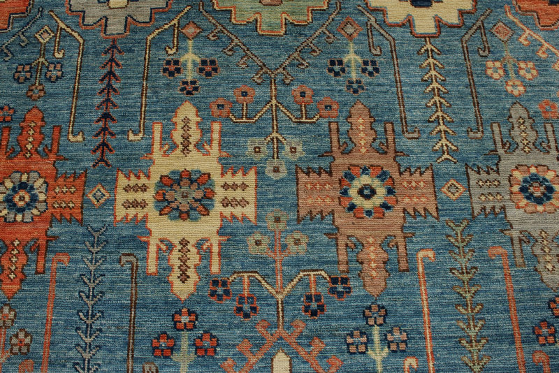 9x12 Blue and Gray Turkish Oushak Rug