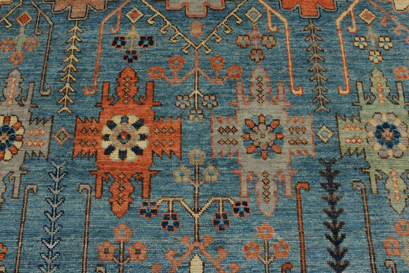 9x12 Blue and Gray Turkish Oushak Rug