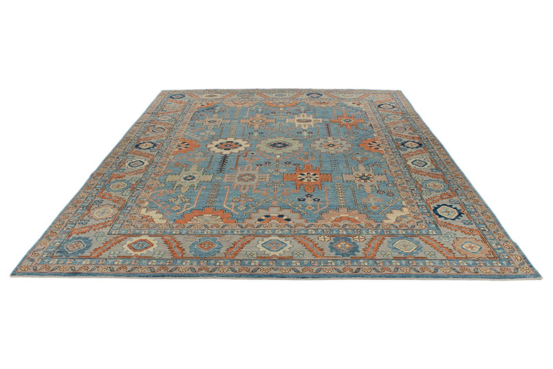 9x12 Blue and Gray Turkish Oushak Rug