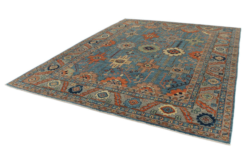 9x12 Blue and Gray Turkish Oushak Rug