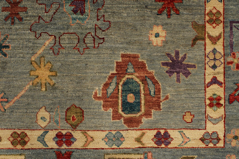 9x12 Gray and Blue Turkish Oushak Rug