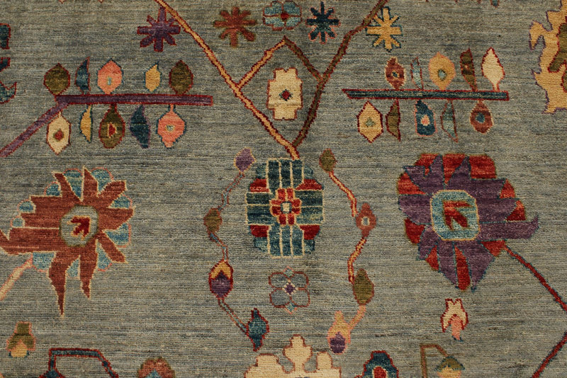 9x12 Gray and Blue Turkish Oushak Rug