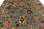 9x12 Gray and Blue Turkish Oushak Rug