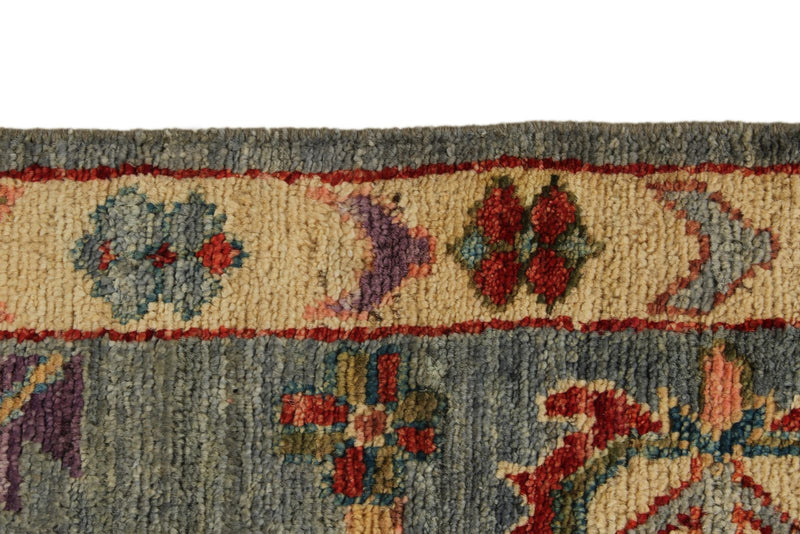 9x12 Gray and Blue Turkish Oushak Rug