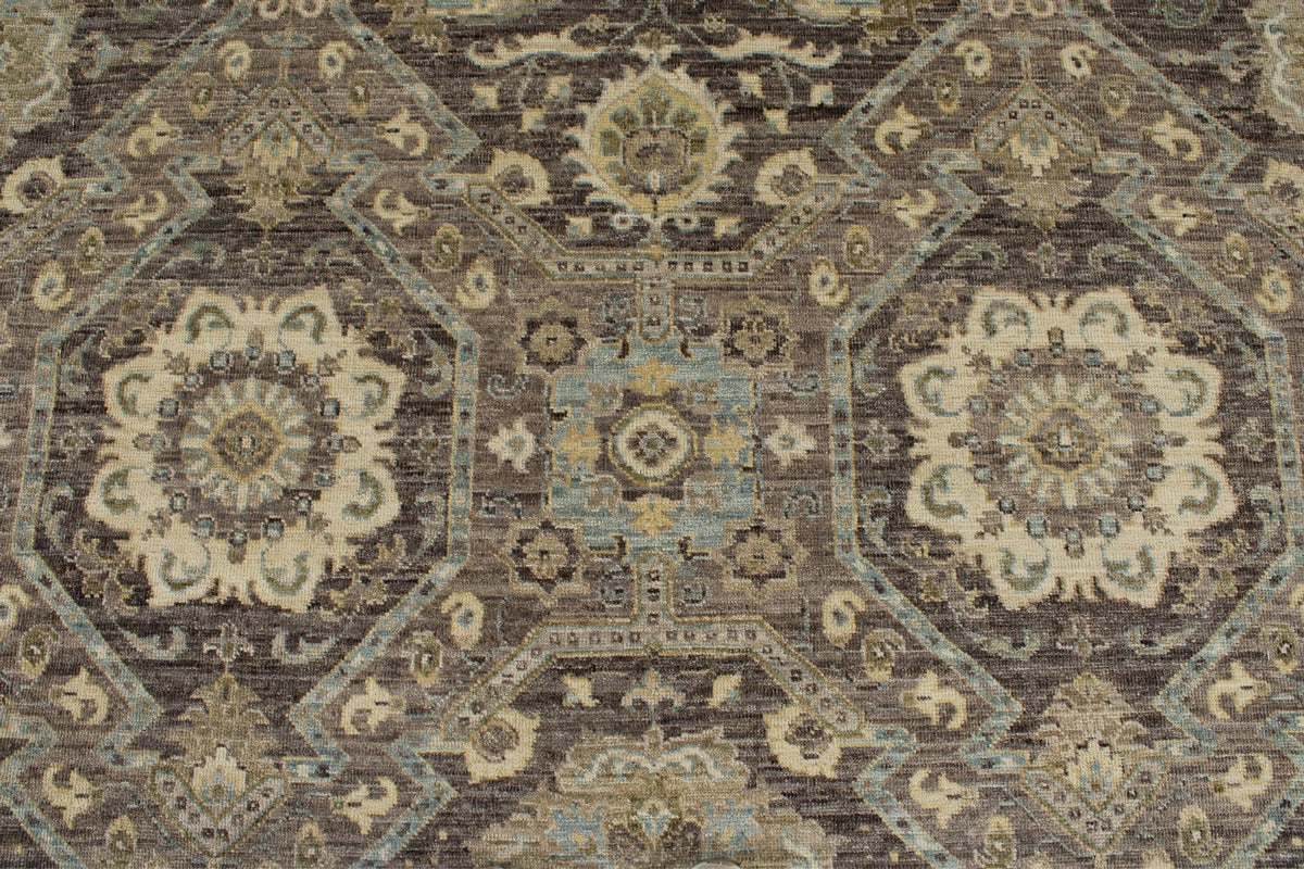 9x12 Gray and Multicolor Turkish Oushak Rug