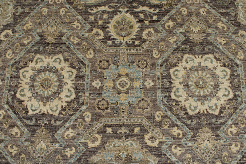 9x12 Gray and Multicolor Turkish Oushak Rug