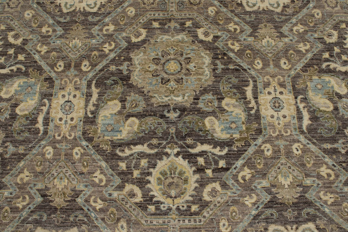 9x12 Gray and Multicolor Turkish Oushak Rug