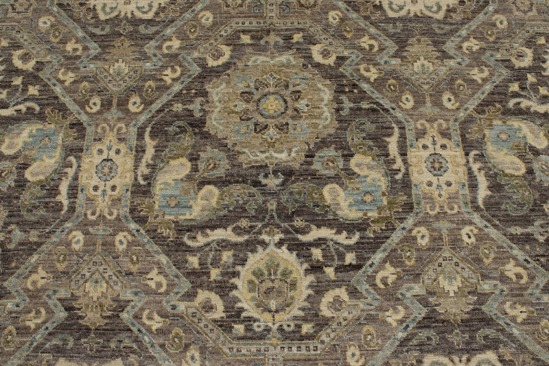 9x12 Gray and Multicolor Turkish Oushak Rug