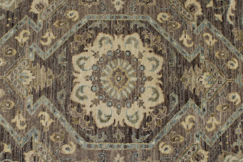 9x12 Gray and Multicolor Turkish Oushak Rug