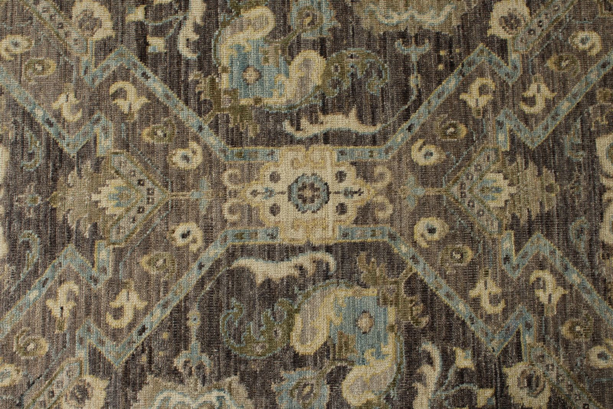 9x12 Gray and Multicolor Turkish Oushak Rug